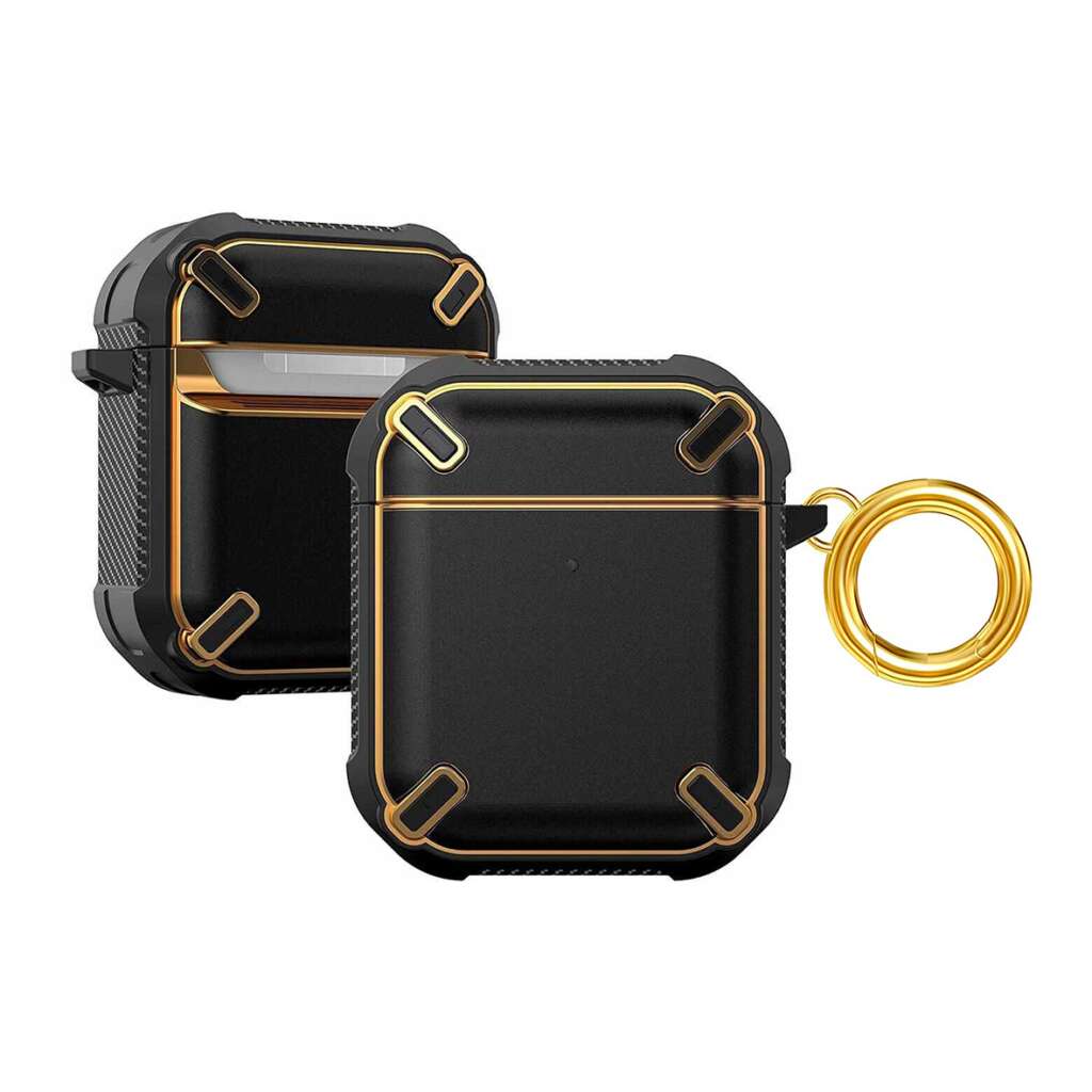 Airpods-Metal-Armor-Hard-Silicon-case-Black