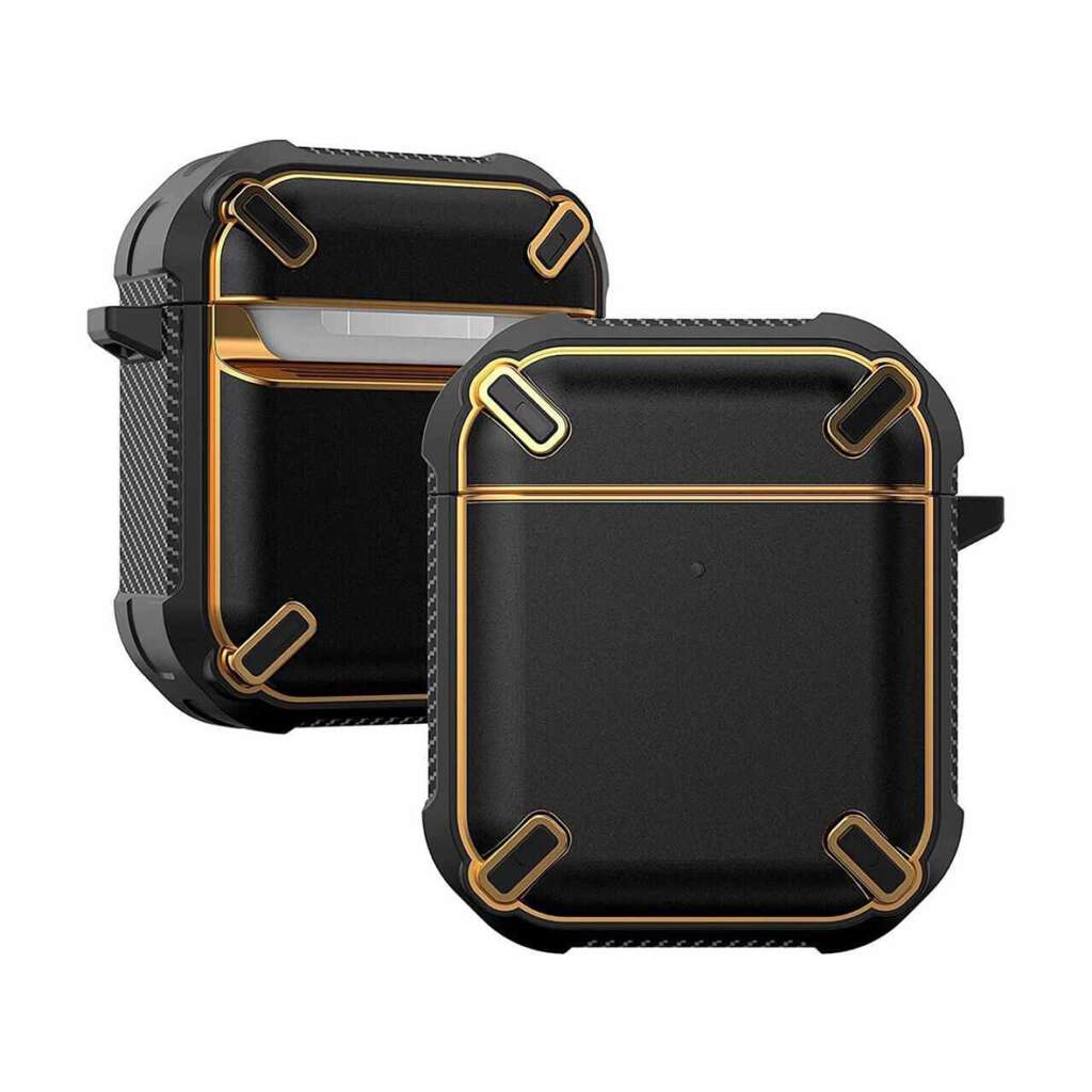 Airpods-Metal-Armor-Hard-Silicon-case-Black