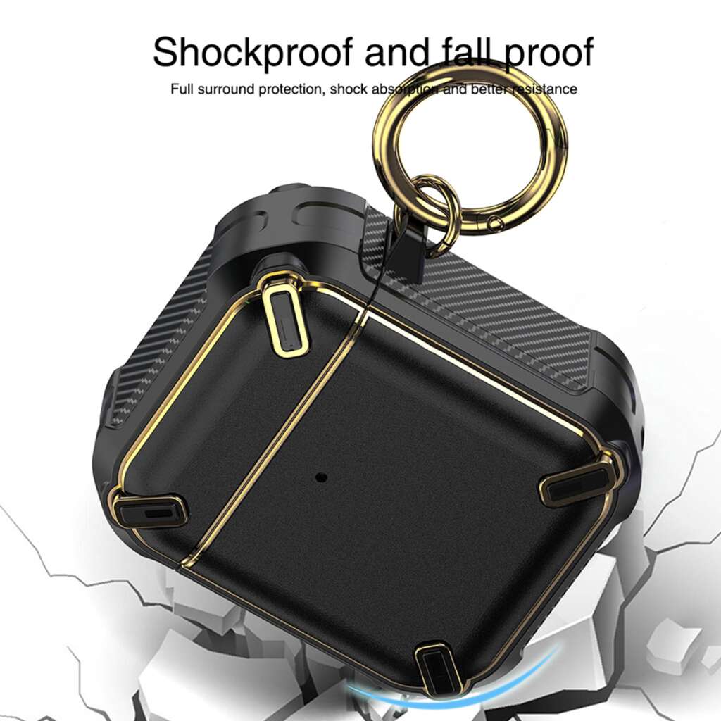 Airpods-Metal-Armor-Hard-Silicon-case-Black-shockproof