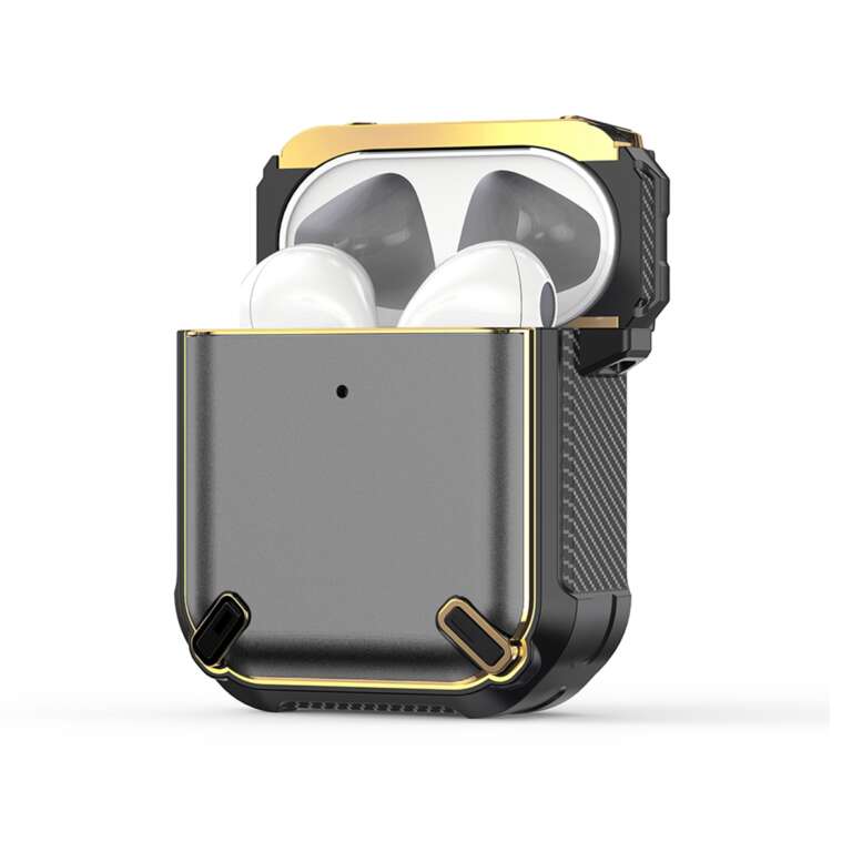 Airpods-Metal-Armor-Hard-Silicon-case-Gray