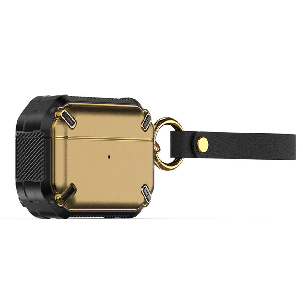 Airpods-pro-Metal-Armor-Hard-Silicon-case-Gold