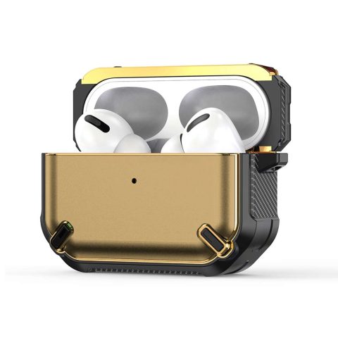 Airpods-pro-Metal-Armor-Hard-Silicon-case-Gold