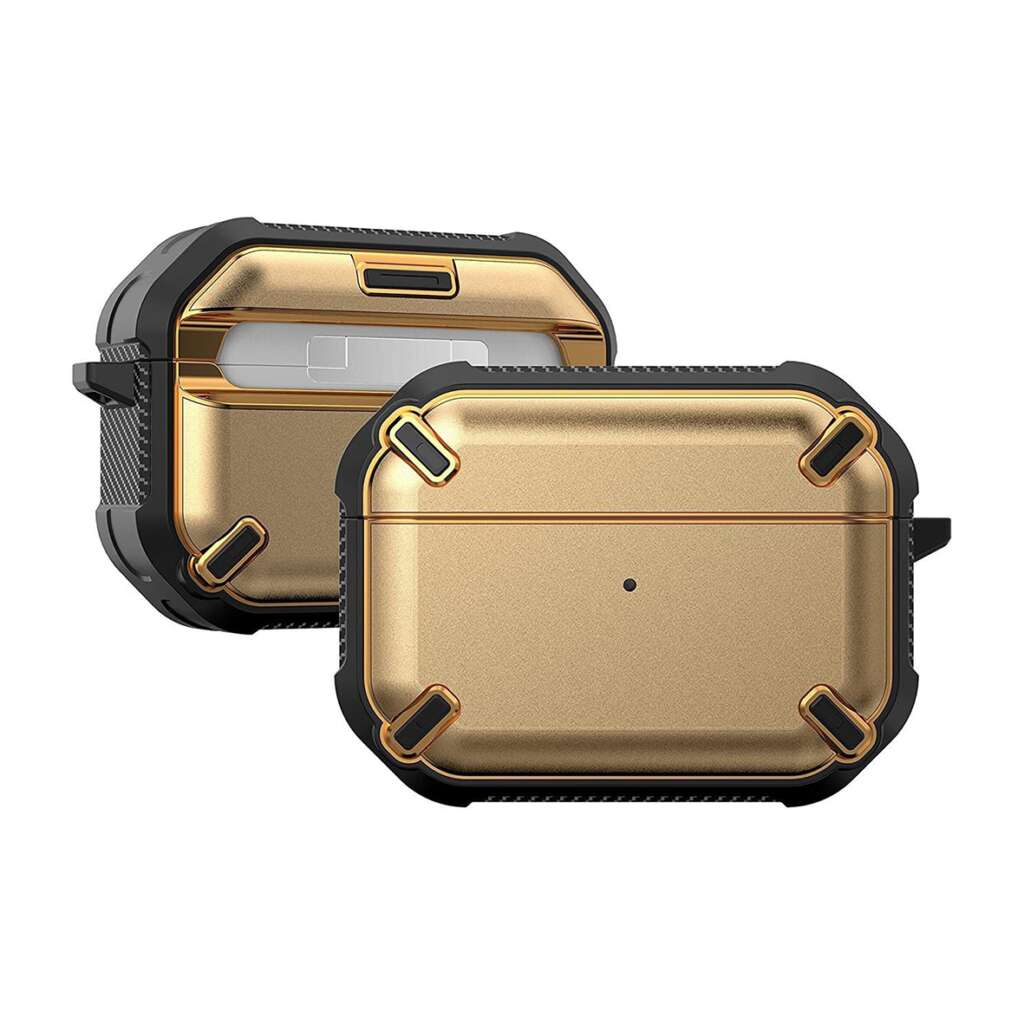 Airpods-pro-Metal-Armor-Hard-Silicon-case-Gold