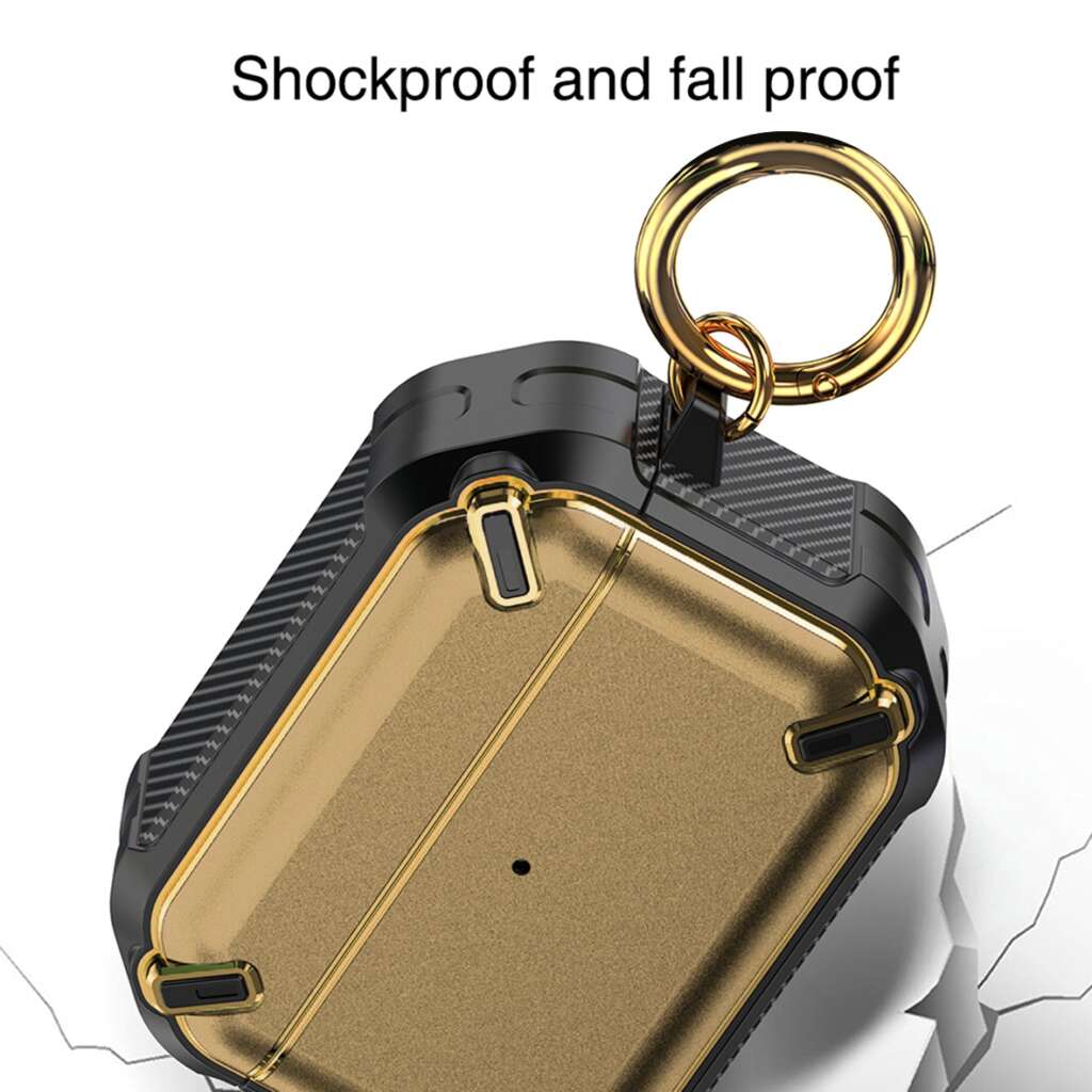 Airpods-pro-Metal-Armor-Hard-Silicon-case-Gold-Shockproof