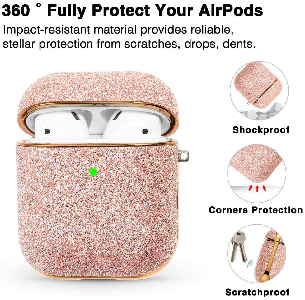 Glitter-protection-case-for-AirPods-2-Rose-Gold-Fully-Protect