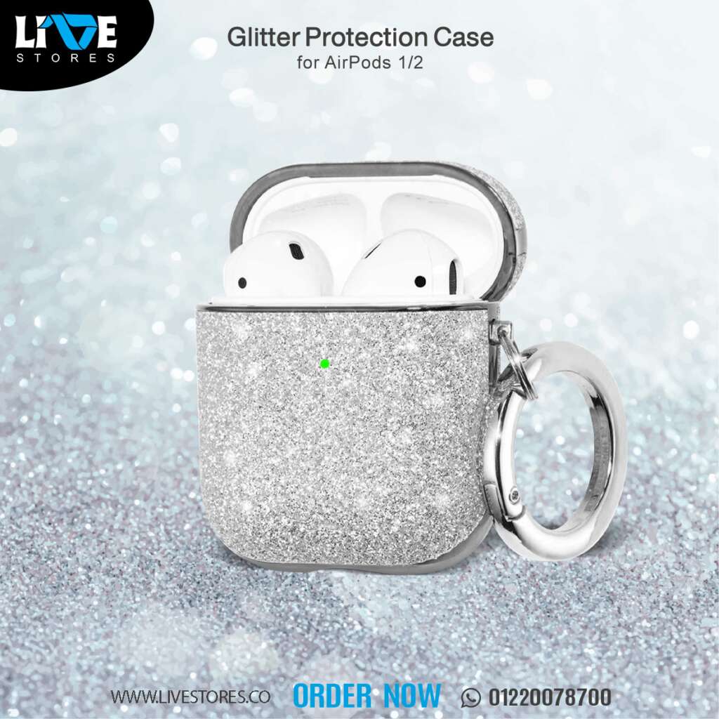 Glitter-protection-case-for-AirPods-2-Silver-LiveStores