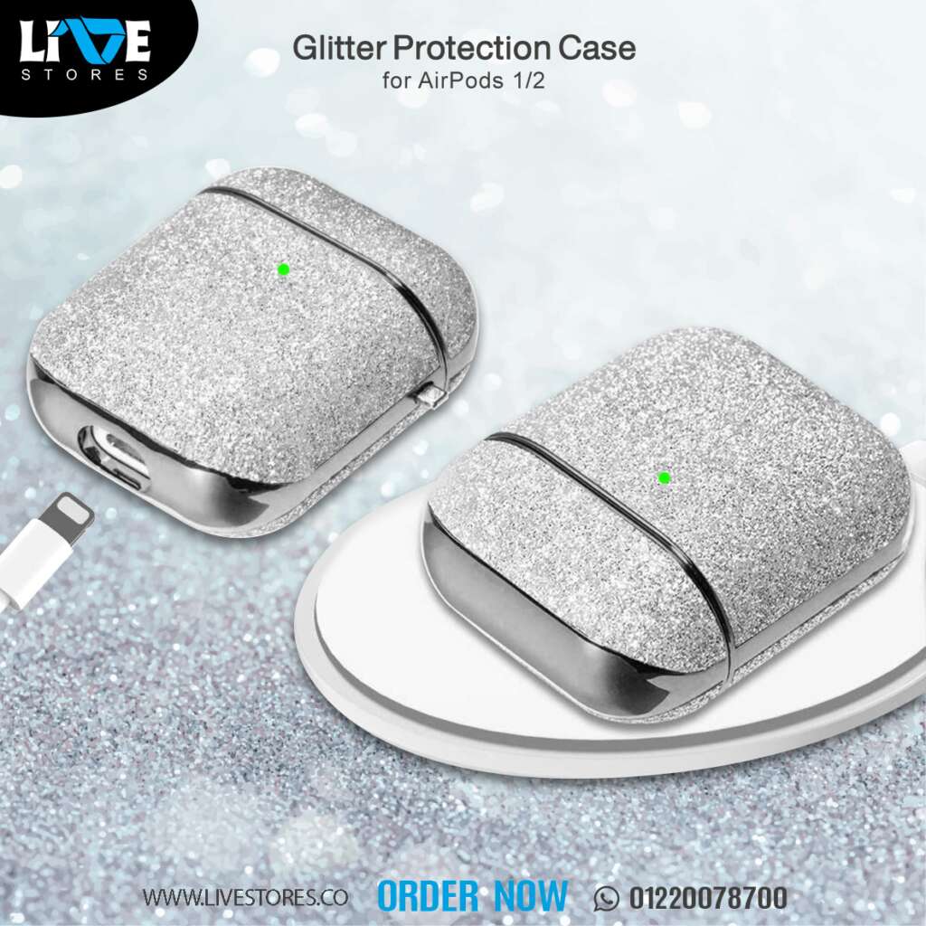 Glitter-protection-case-for-AirPods-2-Silver-LiveStores