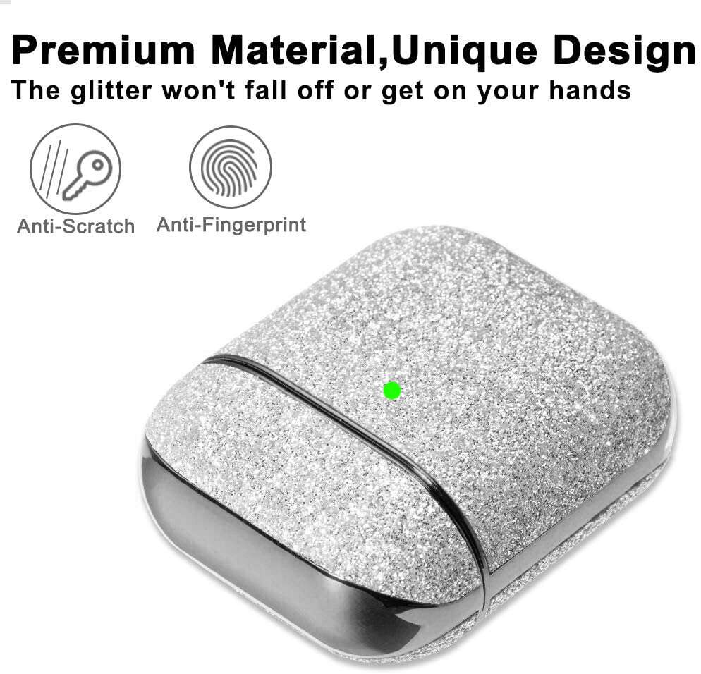 Glitter-protection-case-for-AirPods-2-Silver-Unique-Design