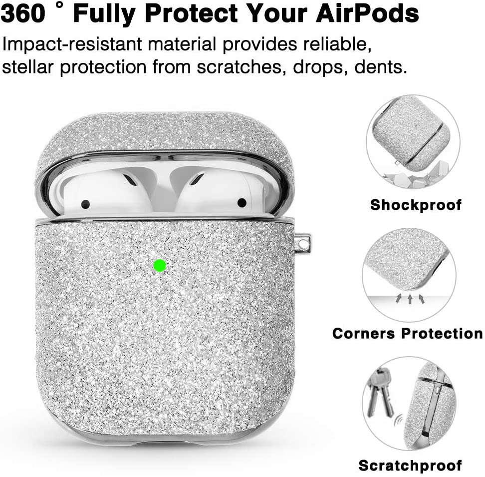 Glitter-protection-case-for-AirPods-2-Silver-Fully-Protect