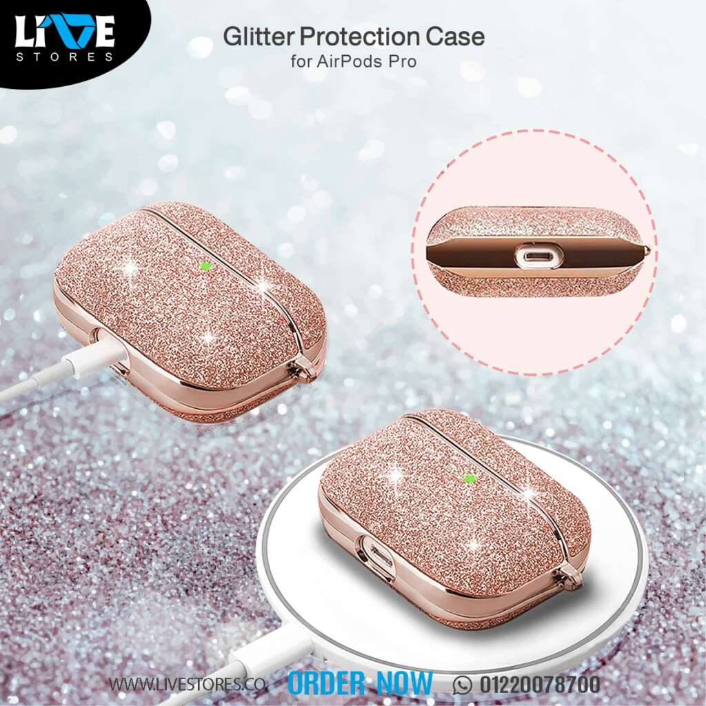 Glitter-protection-case-for-Airpods-pro-rose-gold-LiveStores