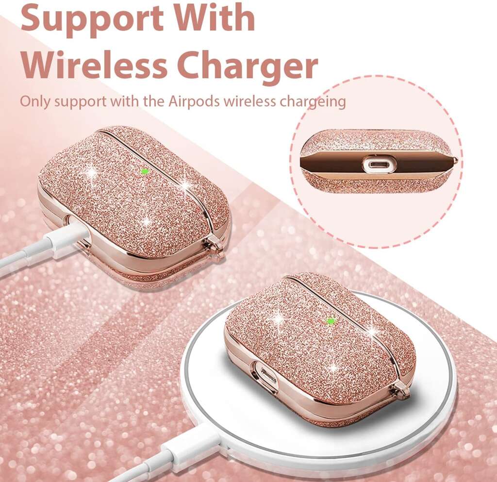 Glitter-protection-case-for-Airpods-pro-rose-gold-Wireless-charger