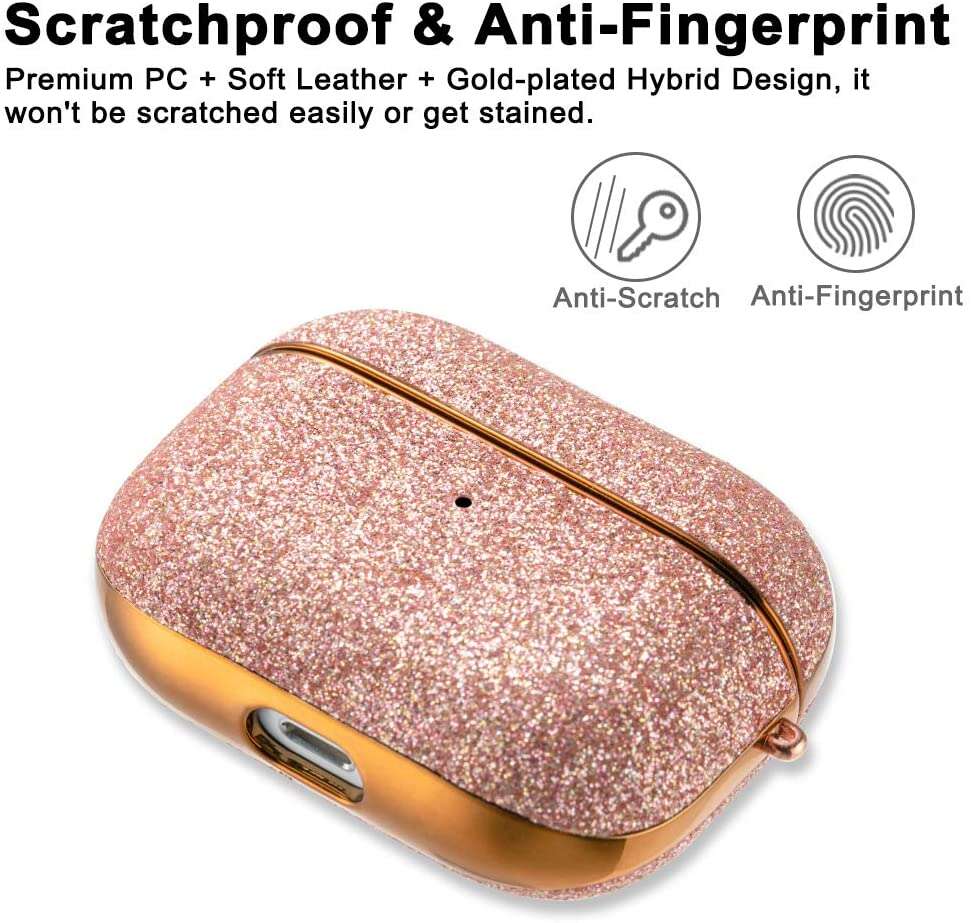 Glitter-protection-case-for-Airpods-pro-rose-gold-Anti-Fingerprint