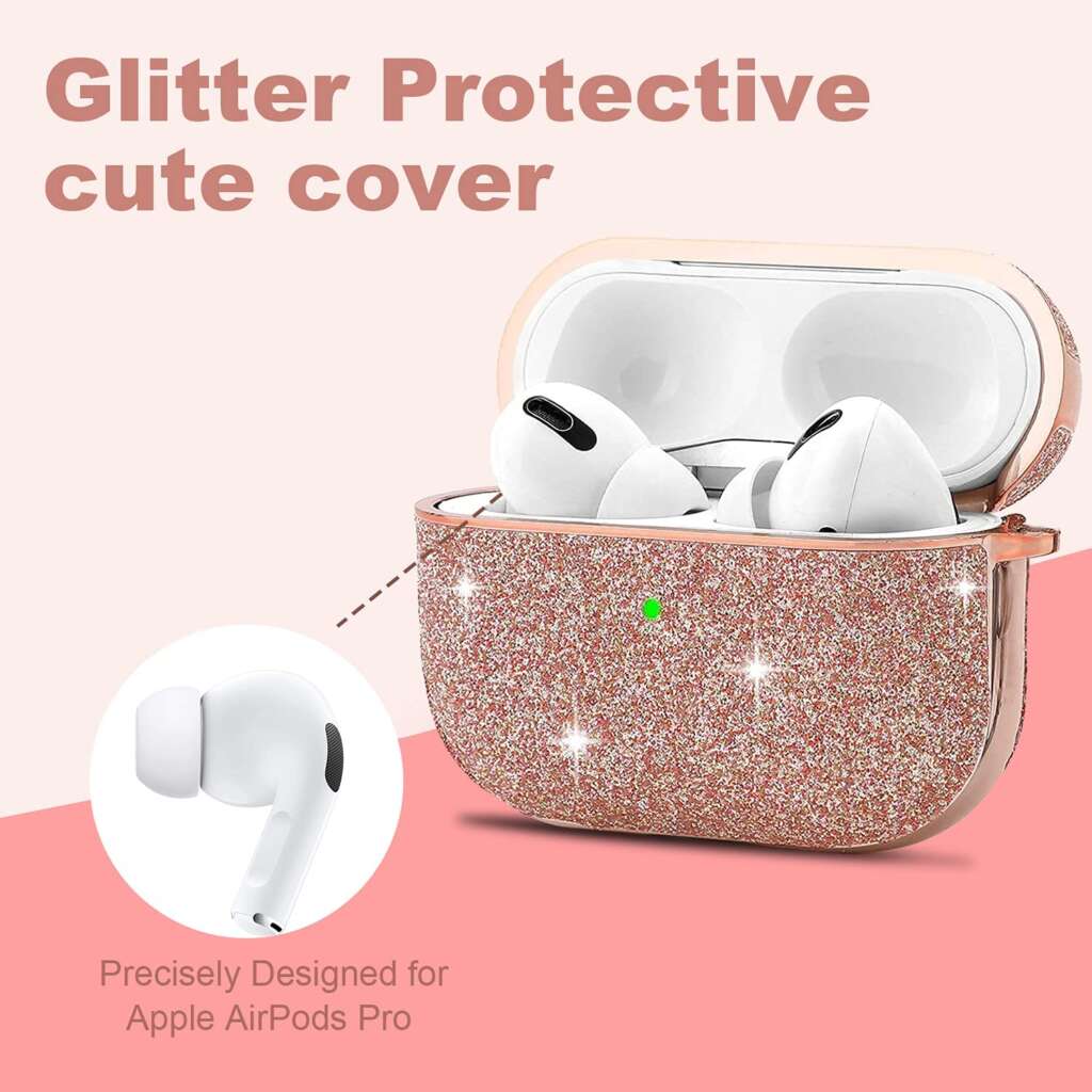 Glitter-protection-case-for-Airpods-pro-rose-gold-Cute