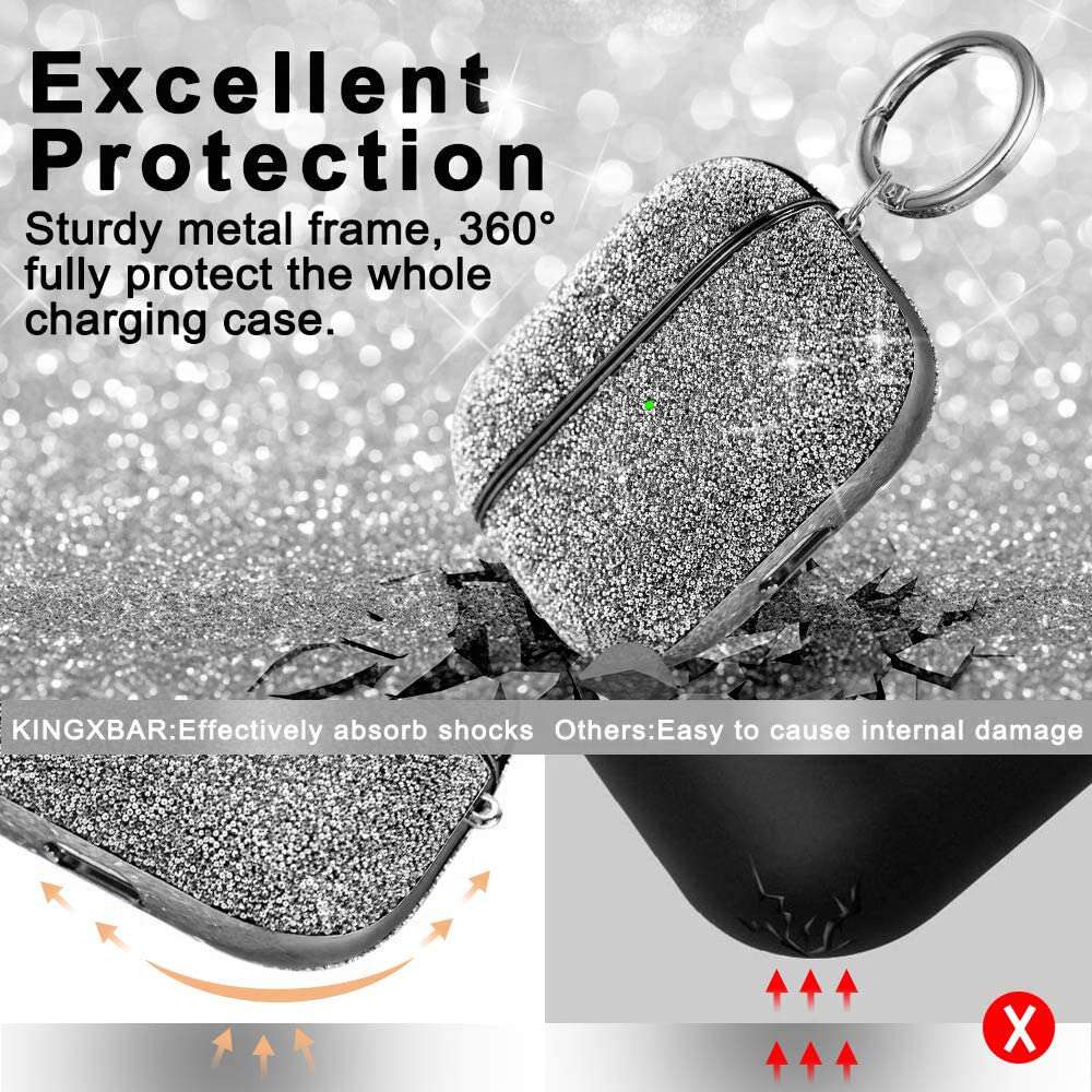 Glitter-protection-case-for-Airpods-pro-silver-Excellent-protection