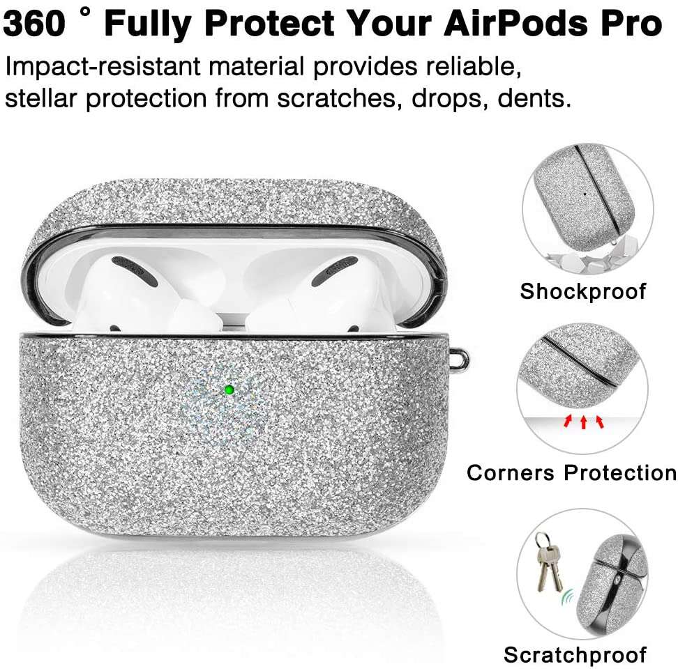 Glitter-protection-case-for-Airpods-pro-silver-Fully-Protect