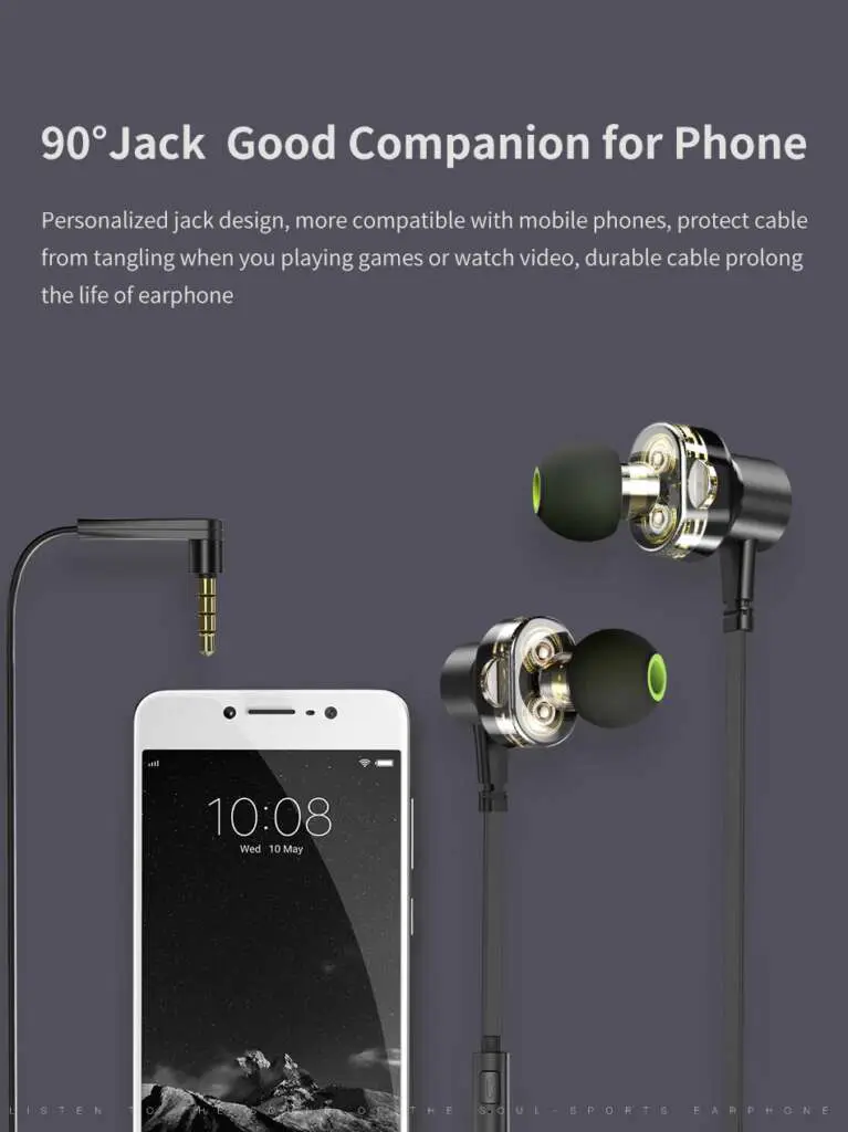 AWEI Z1 In Ear Wire Control Earphone Dual Dynamic Units EarBuds