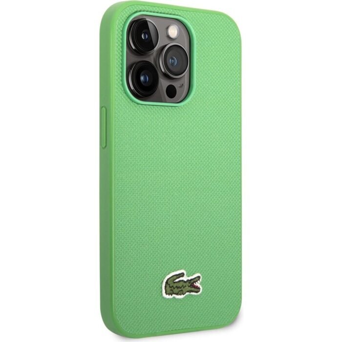 Lacoste Hard Case Iconic Petit Pique PU Woven Logo Estragon Compatible with iPhone 14 Pro Max /iPhone 15 Pro Max  - Green - Image 2