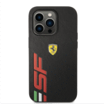 Ferrari PU Leather Case with Printed Big Logo iPhone 14 Pro Max Compatibility - Black - Image 3