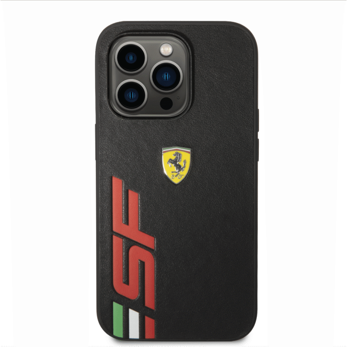Ferrari PU Leather Case with Printed Big Logo iPhone 14 Pro Max Compatibility - Black - Image 3