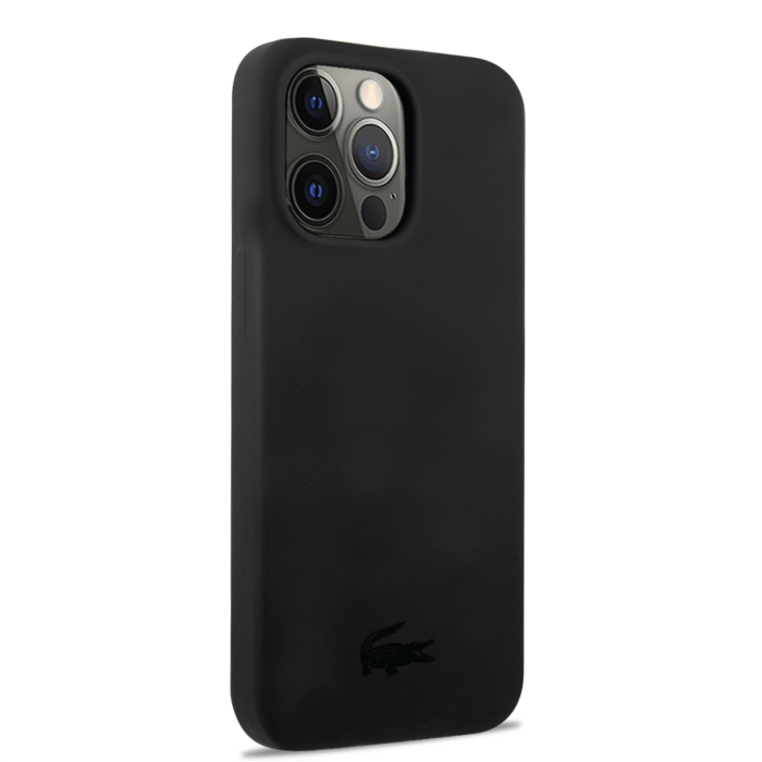 Lacoste Hard Case Liquid Silicone  Microfiber Compatible with iPhone 14 Pro Max / iPhone 15 Pro Max- Black - Image 2