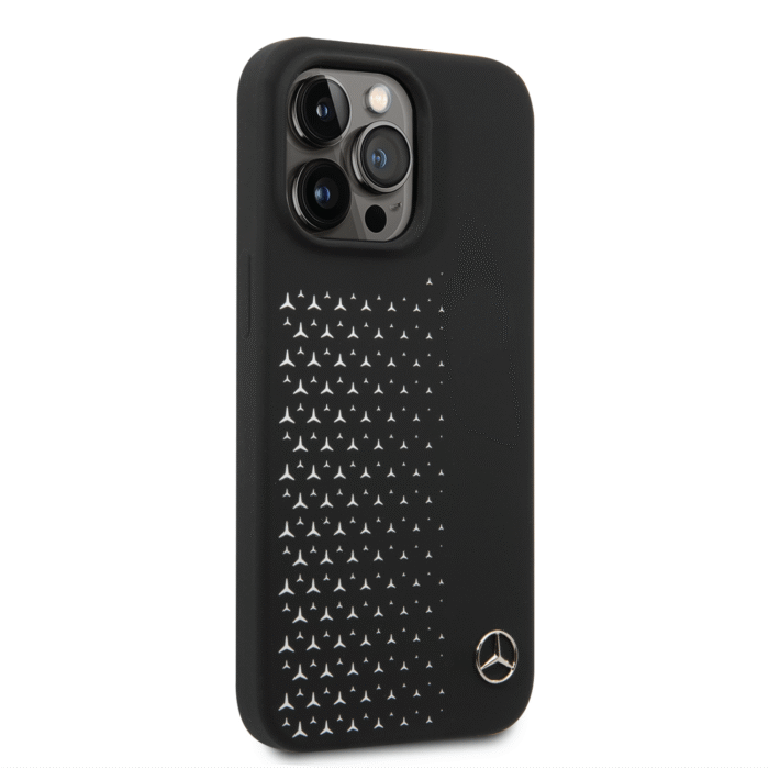 Mercedes-Benz Liquid Silicone With Gradient Star Horizontal Pattern For iPhone 14 Pro Max - Black - Image 2