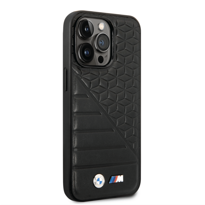 BMW M Collection PU Leather Case Hot Stamped For iPhone 14 Pro Max - Black - Image 2