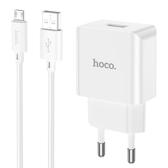 Hoco Mains Charger C106A, (10.5 W, white, with micro-USB cable Type-B, 1 output) - Image 2
