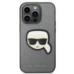 Karl Lagerfeld Saffiano Karls Head Patch Hard Case for iPhone 14 Pro Max 6.7- Silver - Image 3