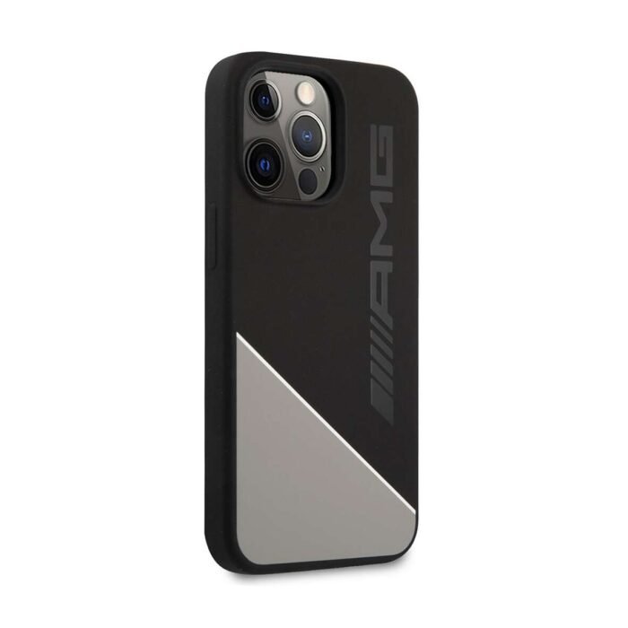 AMG Silicone Case For iPhone 13 Pro - Black Two Tones White Line - Image 2