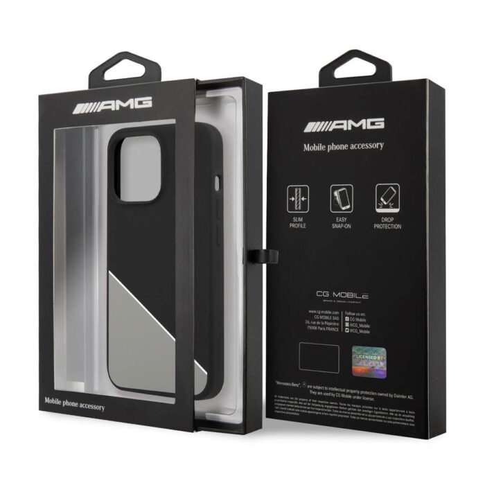 AMG Silicone Case For iPhone 13 Pro - Black Two Tones White Line - Image 4