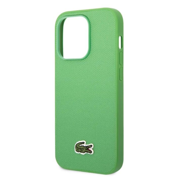 Lacoste Hard Case Iconic Petit Pique PU Woven Logo Estragon Compatible with iPhone 14 Pro Max /iPhone 15 Pro Max  - Green - Image 3