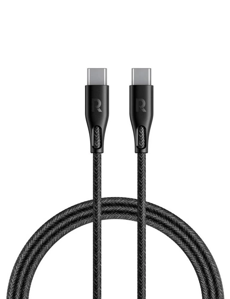 3qQ58wCT1F8KFWpzUcnf0BYil9buX1sCcnnTi73f.webp Ravpower Charger cable from Type C to Type C, fabric, 1.2 meters, RP-CB1029 - Black - Image 1