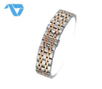Stainless Steel Band Silver With Two Lines Rose Gold 22 mm - Image 4
