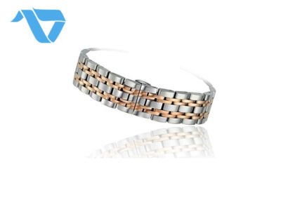 Stainless Steel Band Silver With Two Lines Rose Gold 22 mm - Image 3
