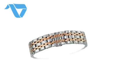 Stainless Steel Band Silver With Two Lines Rose Gold 22 mm - Image 2