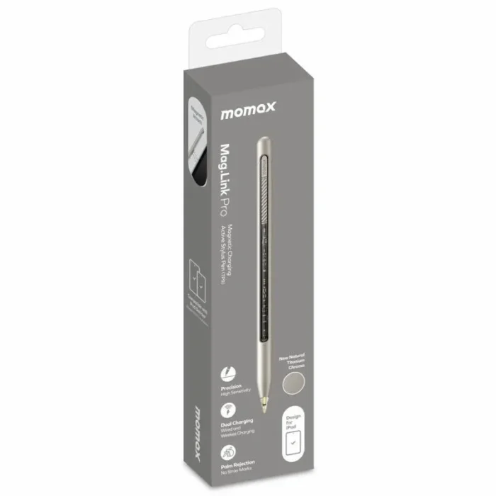 MOMAX MAG LINK PRO MAGNETIC CHARGING ACTIVE STYLUS PEN TITANIUM - Image 3