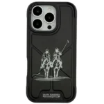 iPhone 16 Pro Max in Santa Barbara Polo Marrion Series Black Leather Case on desk