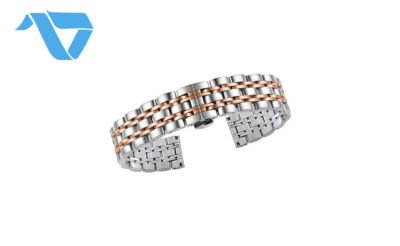 Stainless Steel Band Silver With Two Lines Rose Gold 22 mm - Image 5