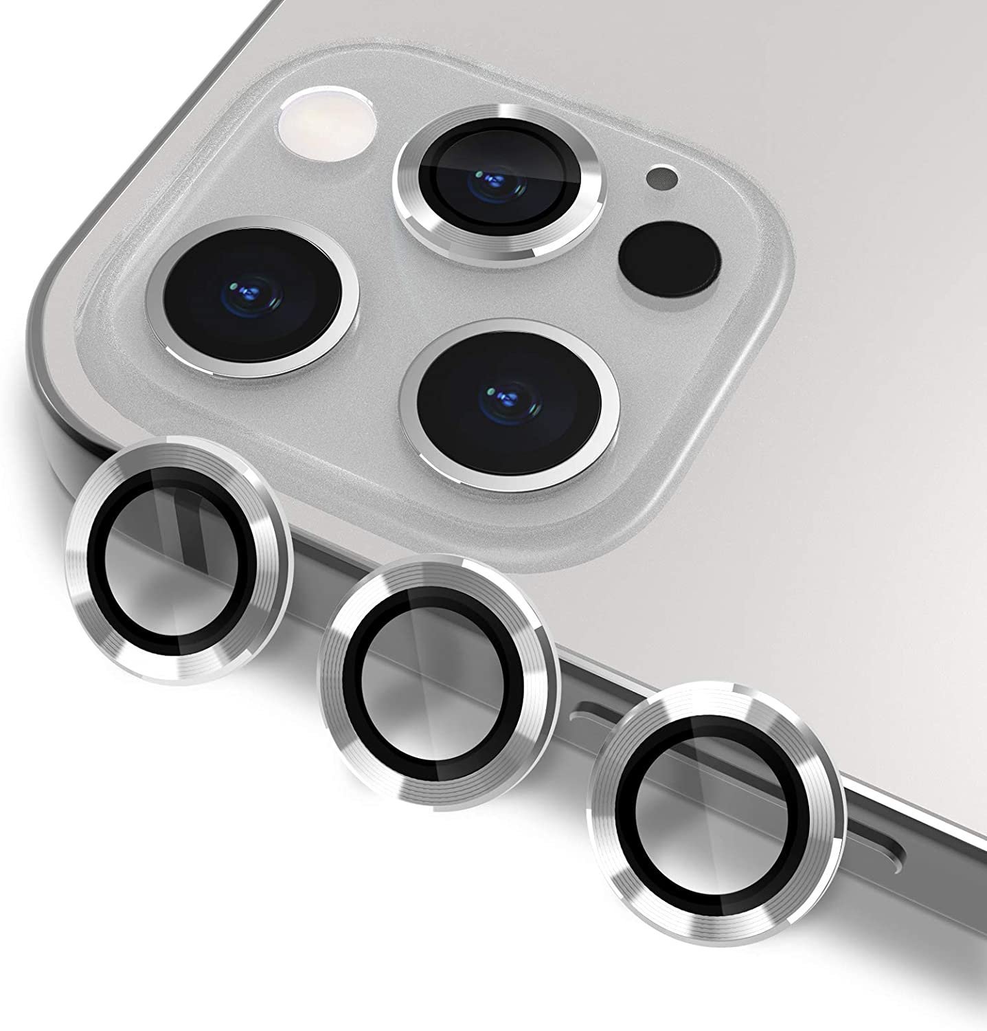 71KL7Qc8HSL._AC_SL1500_.jpg Camera Lens Protector for iPhone 12 Pro Max 6.7 inch Silver - Image 1