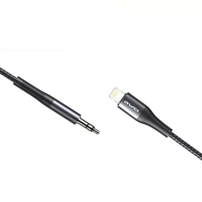 AWEI-CL-116T-TYPE-C-CL-116L-Lightning-Audio-Cable-Usb-to-AUX-Headphones-3-2-1181x1181-1.jpg AWEI Adapter CL-116L Lightning Jack 3.5mm - Czarny / Black - Image 2