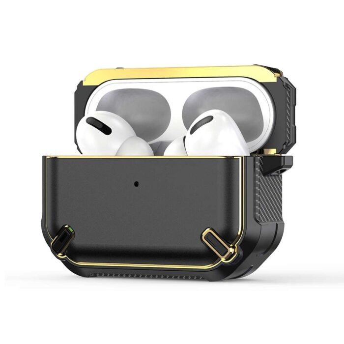 Airpods-pro-Metal-Armor-Hard-Silicon-case-Black-1-1181x1181-1.jpg AirPods Pro Metal Armor Hard Silicone Case - Black - Image 1