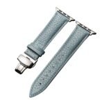 New Leather Band With Stainless Steel Butterfly Lock  for Apple Watch 44/45mm - Baby Blue