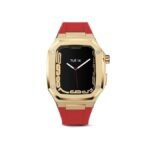 Apple Watch Case - Classic 45mm - Gold with Red Silicone Strap