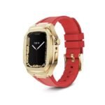 Apple Watch Case - Classic 45mm - Gold with Red Silicone Strap - Image 2