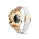 Apple Watch Case - Classic 45mm Gold with White Leather Strap - Image 2