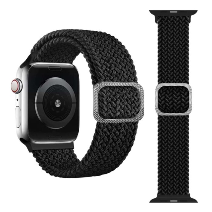 Apple-Watch-New-Solo-loop-braided-With-lock-black-44-42mm-3-1181x1181-1.jpg Apple Watch Solo Loop Braided With Buckles 42/44/45 MM - Black - Image 1