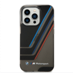 BMW Motorsport Collection PC/TPU IM Printed Tricolor Stripes Translucent Zones For iPhone 14 Pro Max - Black - Image 3