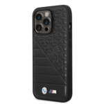BMW M Collection PU Leather Case Hot Stamped For iPhone 14 Pro Max - Black