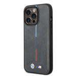 BMW M Collection Case With Hot Stamped Tricolor Stripe For iPhone 14 Pro Max Grey