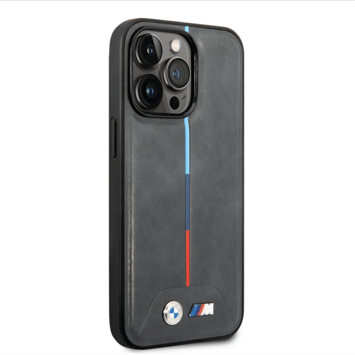 BMW M Collection Case With Hot Stamped Tricolor Stripe For iPhone 14 Pro Max Grey - Image 2
